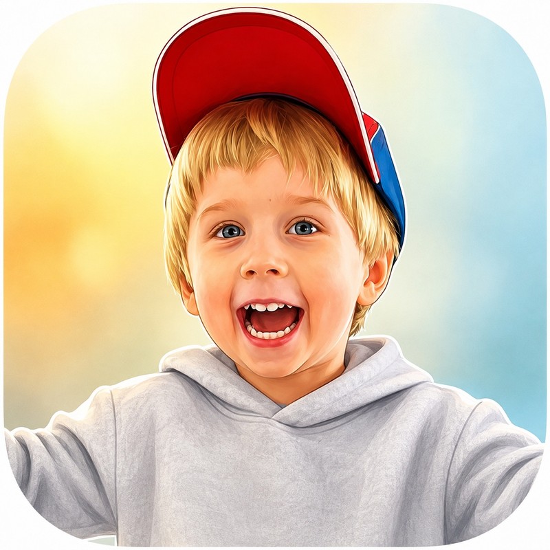 Example app icon showing a child's photo as the app tile